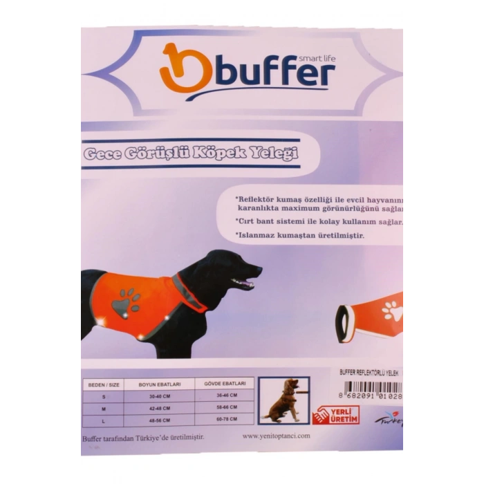 Gece Görüşlü Reflektör Kumaşlı Cırt Cırtlı Köpek Yeleği Medium