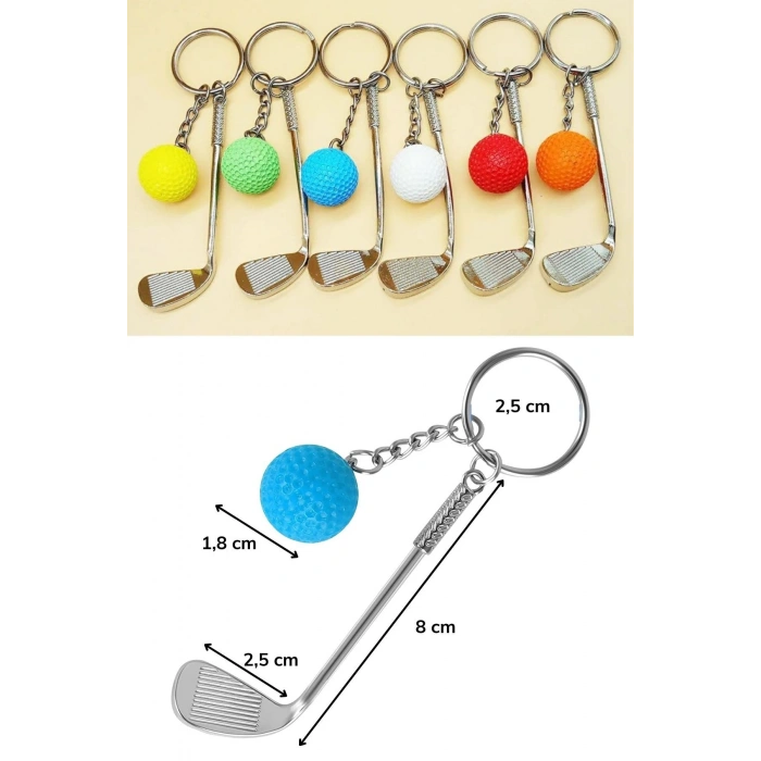 Gerçekçi Golf Tasarımlı Şık Anahtarlık Kolye Çanta Süsü Golf Keychain