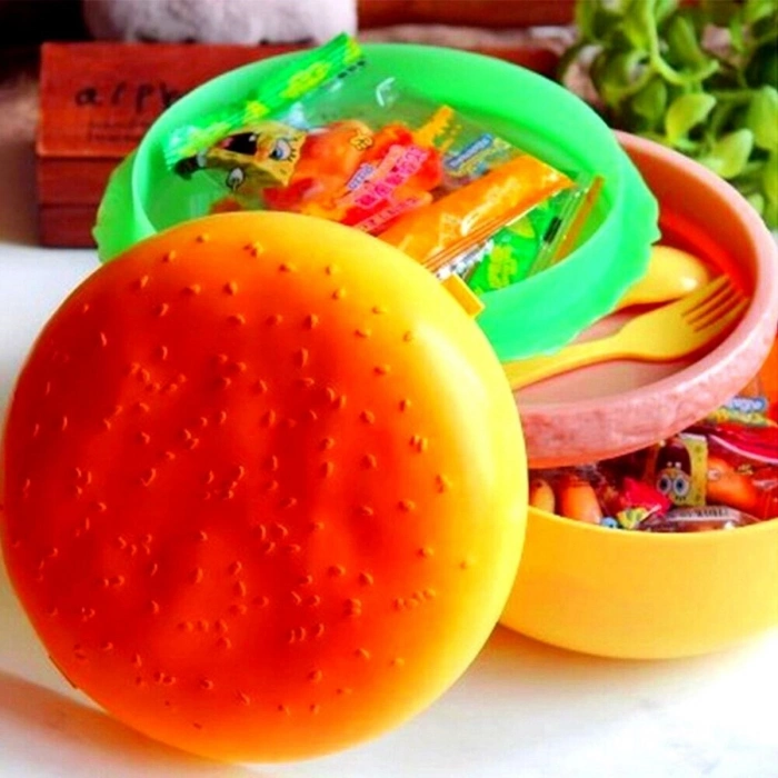 Hamburger Tasarımlı Çatal Bıçaklı Saklama ve Beslenme Kabı Kutusu