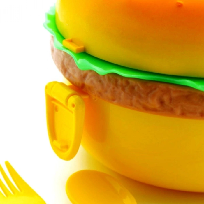 Hamburger Tasarımlı Çatal Bıçaklı Saklama ve Beslenme Kabı Kutusu