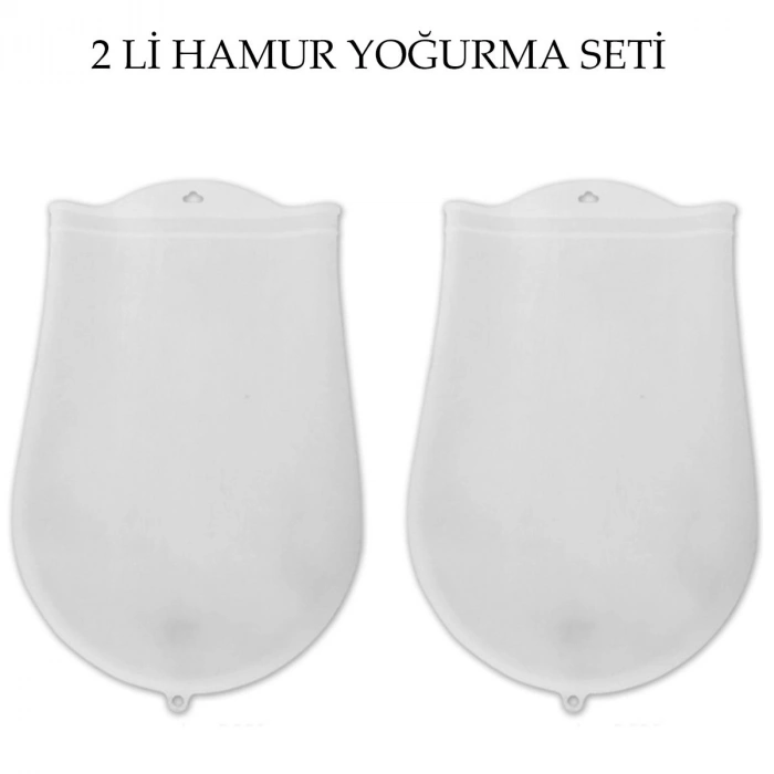 Hamur Torbası 2 li Set Orta ve Büyük Hamur Silikon Şeffaf Yoğurma Torbası Ekmek Makarna Mant