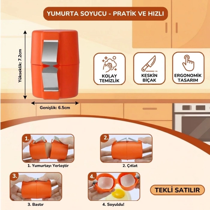 Hijyenik Pratik Yumurta Kırıcı – Tek Hamlede Kolay Yumurta Kırma Aparatı ve Mutfak Yardımcısı