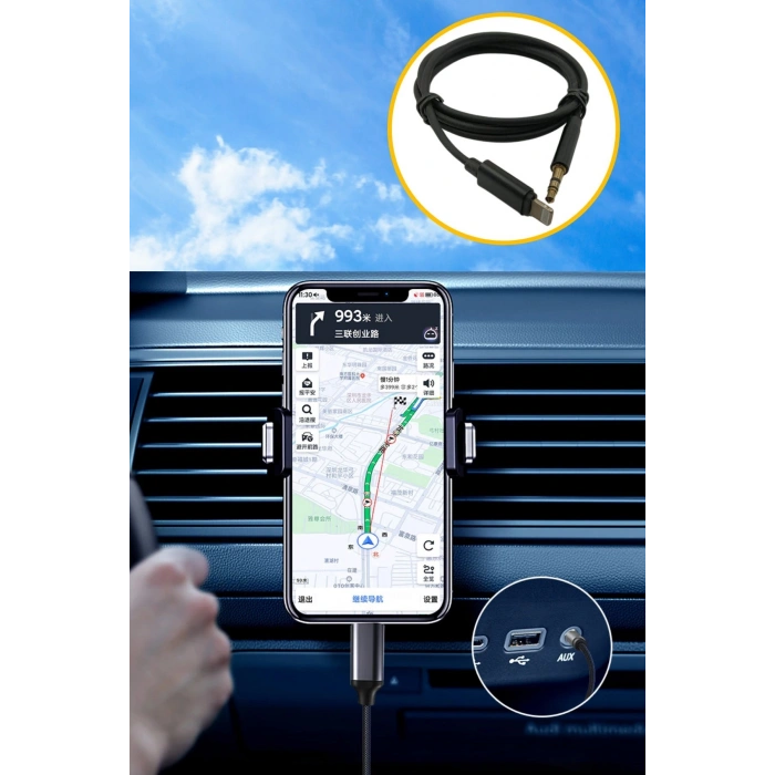 iPhone Lightning Aux Araç Dönüştürücü Ses Kablosu 35 mm Jack Girişli
