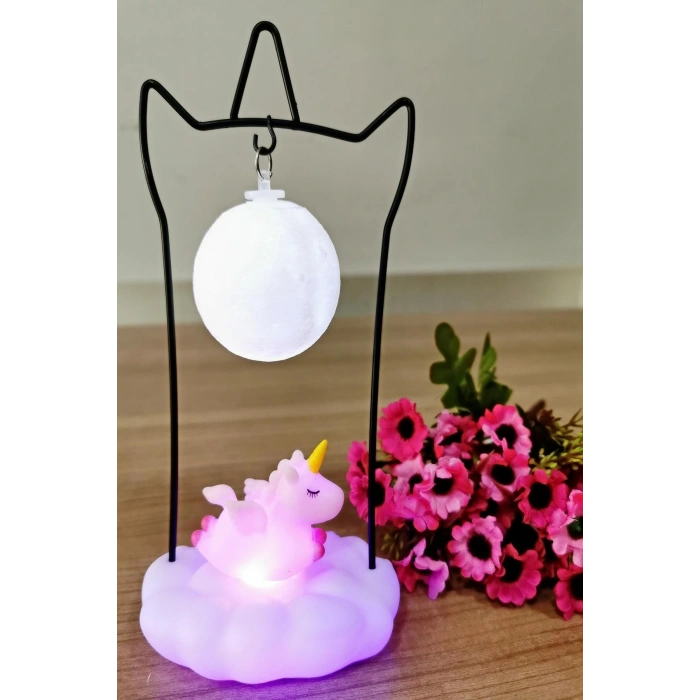 Işık Altında Sallanan Renk Değiştiren Unicornlu Gece Lambası