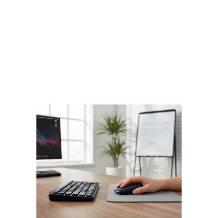 Kablosuz Lacivert Bluetooth Klavye Mouse Seti – Yuvarlak Tuşlu Tasarım, Türkçe Q Dizilim, Taşınabilir, Ev ve Ofis Kullanımına Uygun