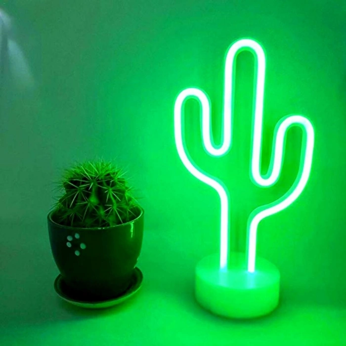 Kaktüs Dekoratif Neon Led Masa Ve Duvar Lambası Gece Lambası