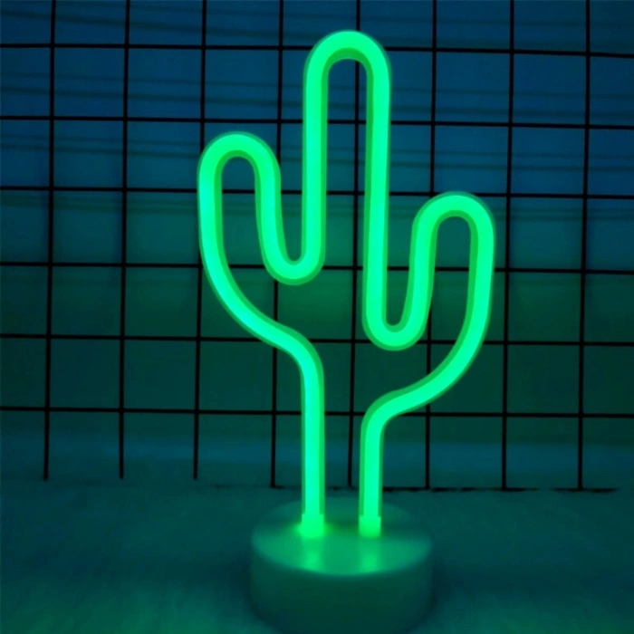Kaktüs Dekoratif Neon Led Masa Ve Duvar Lambası Gece Lambası