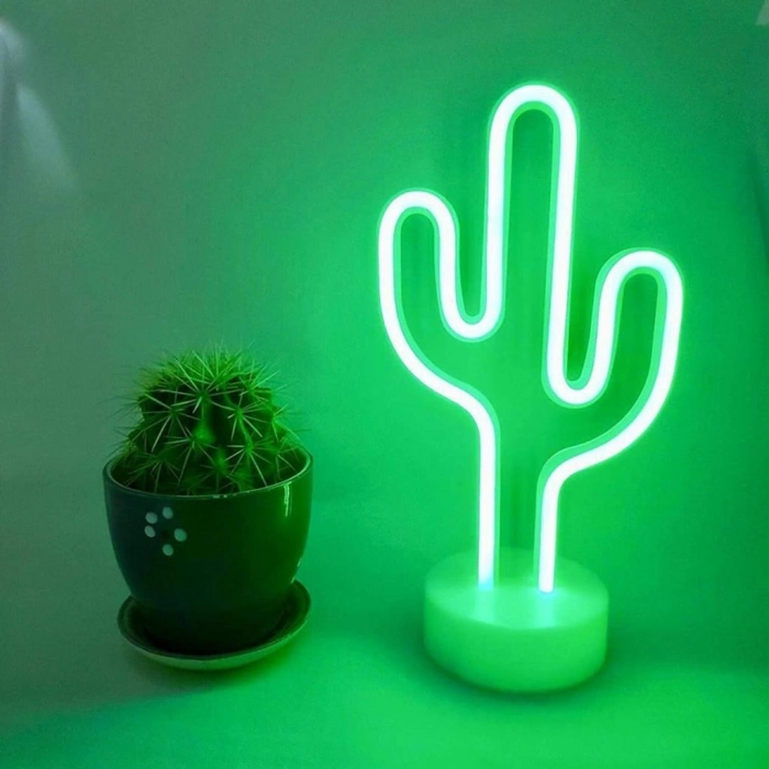 Kaktüs Dekoratif Neon Led Masa Ve Duvar Lambası Gece Lambası
