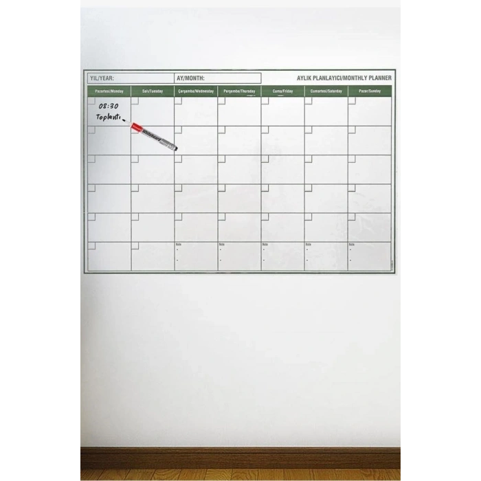 Manyetik Yapışkanlı Bir Aylık Program Planlayıcı Takvim 85x56 cm