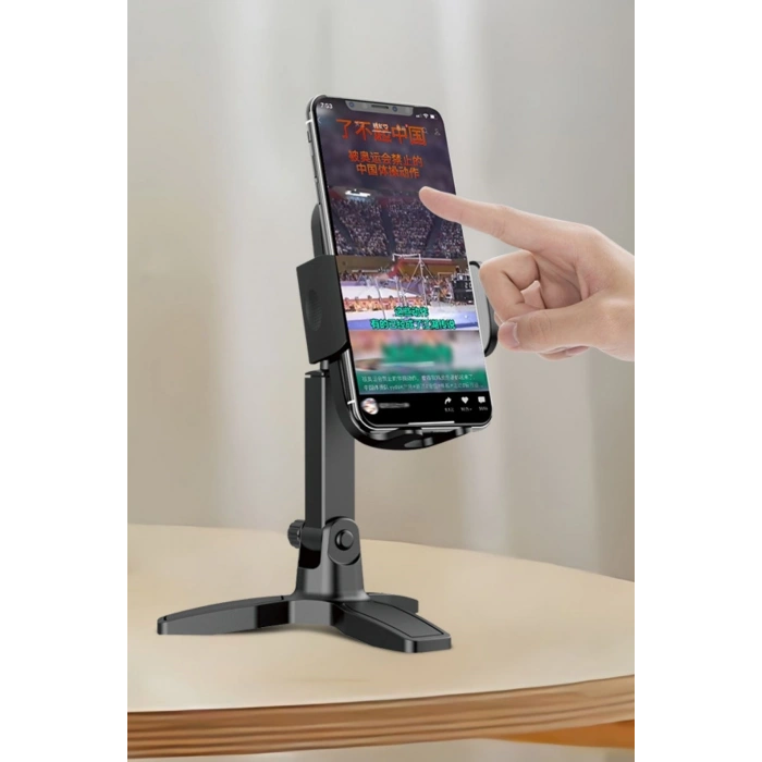 Masaüstü Telefon Standı 360 Derece Dönebilen Başlıklı Ayaklı Telefon Tripodu