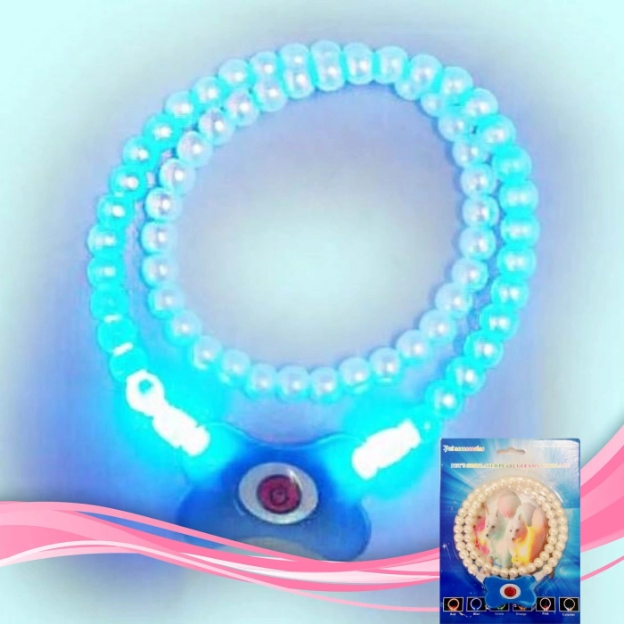 Mavi Renk Neon Led Işıklı Kedi Köpek Kolyesi (18,5 cm)