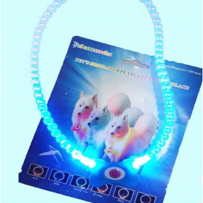 Mavi Renk Neon Led Işıklı Kedi Köpek Kolyesi (18,5 cm)