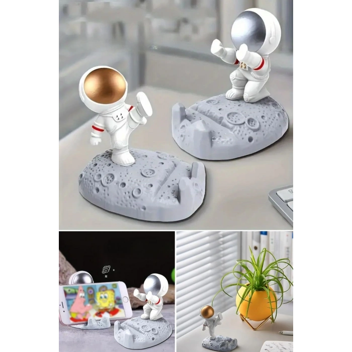 Mini Astronot Model Telefon ve Tablet Tutucu Standı