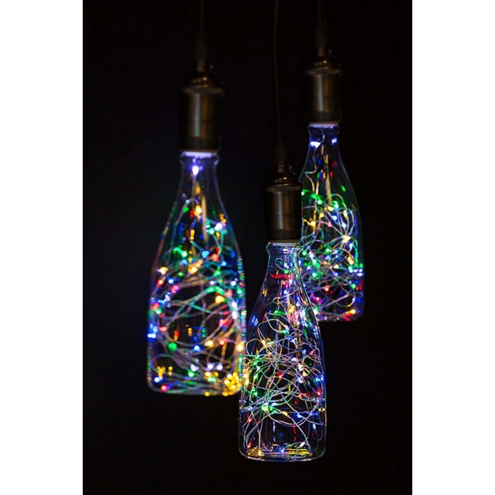 Pilli Renkli Peri Led Işık Saçak 10 Metre Dekoratif Aydınlatma (RGB)