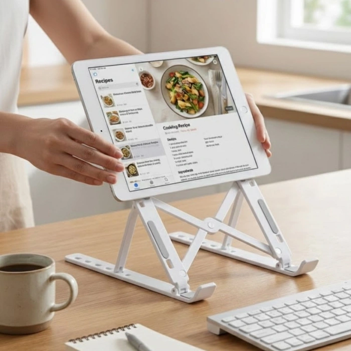 Plastik Katlanır Tablet Standı – Ayarlanabilir Açılı, Taşınabilir Masaüstü Telefon ve Tablet Tutucu Stand