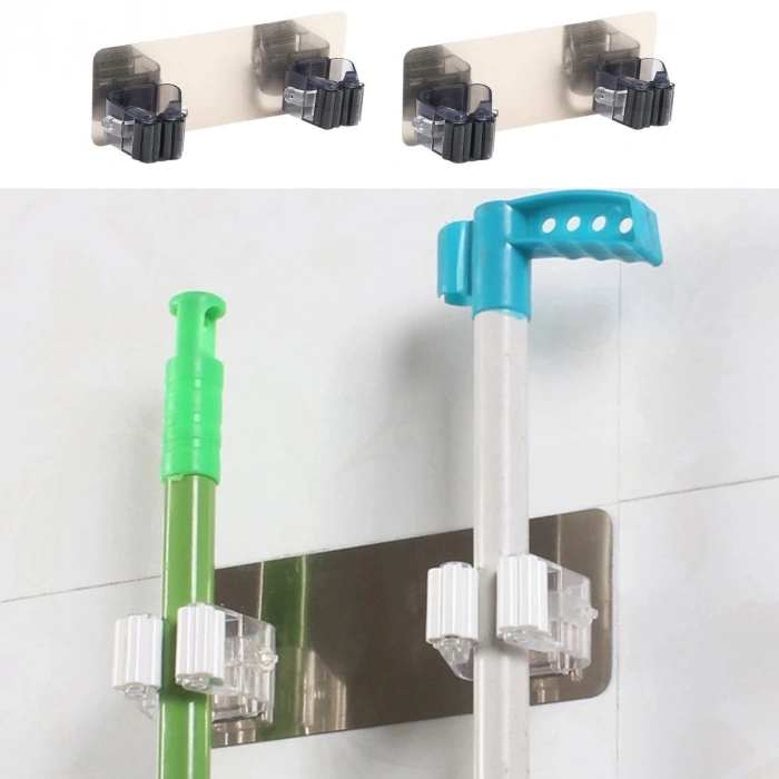 Pratik Organizer 4lü Yapışkanlı Fırça Paspas Mop Fırça Sabitleyici Ergonomik Alet Aparatı