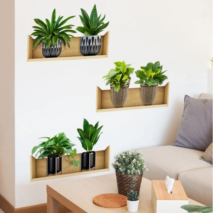 Raflı Bitki Tasarımlı Yapışkanlı Sticker 20*30 Cm 3lü Set Mc-663