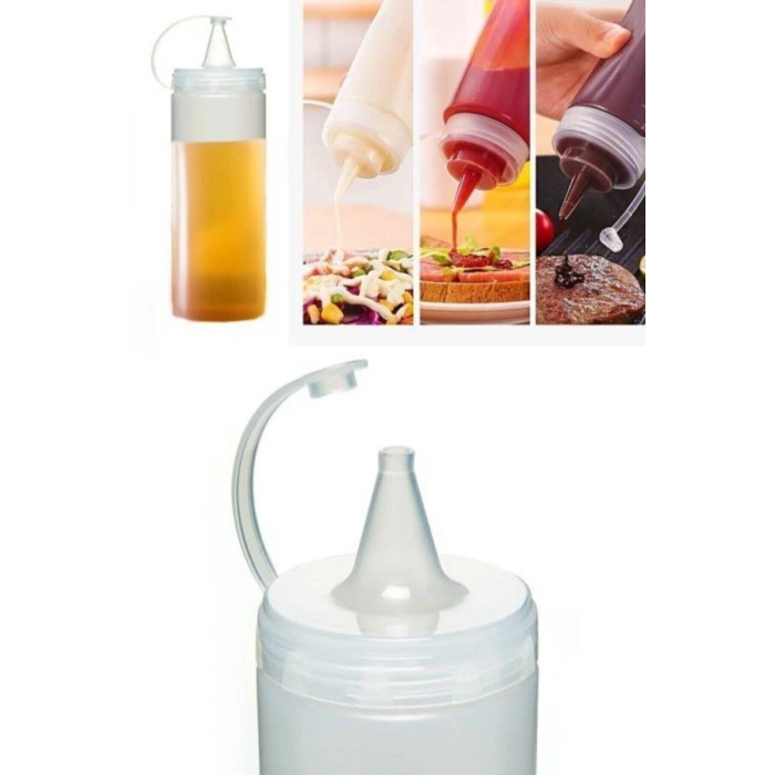 Şeffaf Kapaklı Sızdırmaz Yağlık Sosluk Şişesi Plastik Yağdanlık 400 ml AP-9028