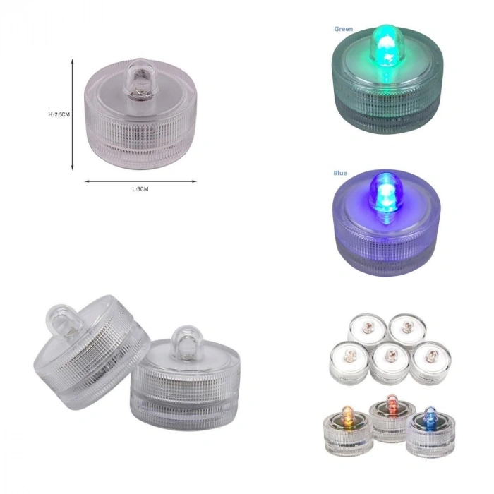 Su Geçirmez Led Mum Dekoratif Mini Su Altı Aydınlatması 12li Set