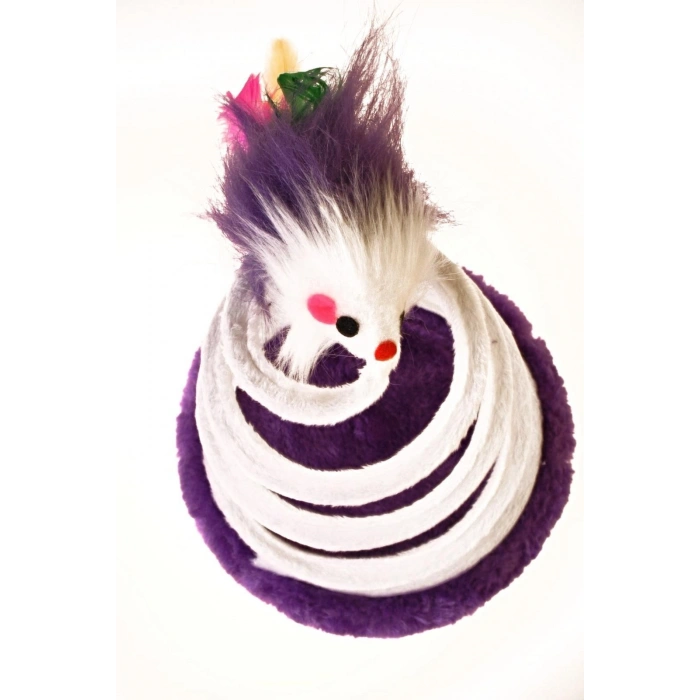 Tahta Tabanlı Peluşlu Hareketli Yaylı Eğlenceli Kedi Oyuncağı