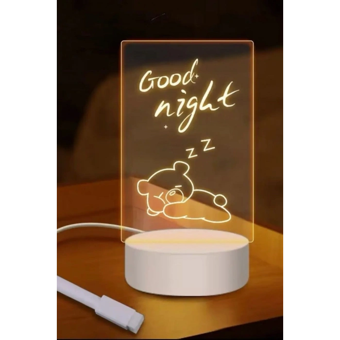 USB Kablolu Işıklı Kendiliğinden Beyaz Kalemli-Silgili Kreatif 3D Görselleştirme LED Lambası