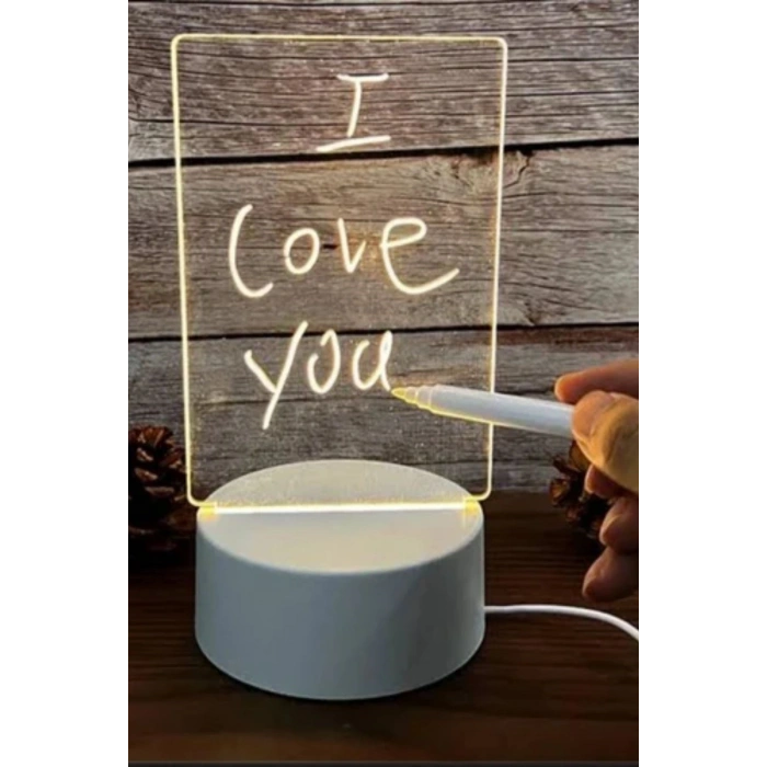 USB Kablolu Işıklı Kendiliğinden Beyaz Kalemli-Silgili Kreatif 3D Görselleştirme LED Lambası