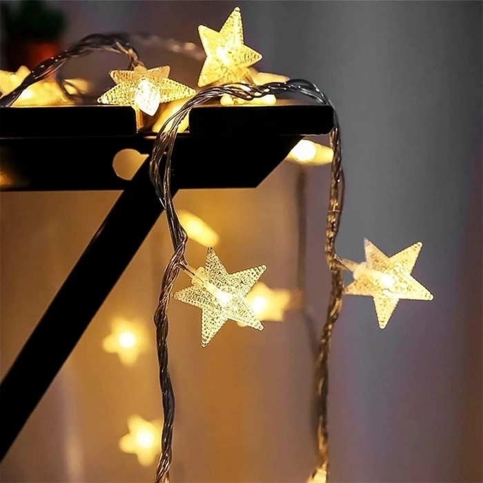 Yıldız Şekilli 3.5 Metre USB LED Işık – 20 Adet LED’li Dekoratif Ortam Aydınlatması