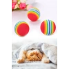 3lü Gökkuşağı Sünger Kedi Köpek Çiğneme Oyun Topu 4,2 cm