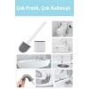 Plüton Design Tuvalet Fırçası Beyaz Klozet Fırçası Esnek Bükülebilir Silikon Küvet Temizleme Fırça