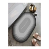 Gri Oval Sihirli Su Emici Banyo Paspası Kaymaz Tabanlı Abdest Paspası 3,5 Mm 40x60