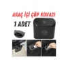 Araba Çöp Kutusu Portatif Araç İçi Taşınabilir Kapaklı Organizer Çöp Kovası İtme Kapaklı Kova(SİYAH)