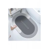 Noksi Banyo Paspası-kaymaz Tabanlı-süper Emici Banyo Paspası-abdest Paspası-oval (GRİ)(NKS127G)