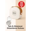 Mini Takı Kutusu 4 Bölmeli Seyahat Düzenleyici – Kolye, Küpe, Yüzük Saklama Kutusu Beyaz