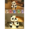 5 Farklı Renk Modlu Panda Figürlü Pofuduk LED Gece Lambası–Yumuşak Dokulu Çocuk Odası ve Dek
