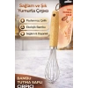 Premium Paslanmaz Çelik Bambu Saplı Çırpıcı – Dayanıklı Mutfak Çırpma Teli