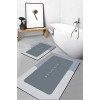 Gri Sihirli Su Emici Banyo Paspası Kaymaz Tabanlı Abdest Paspası 3,5 Mm 40x60
