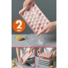2li Set Küre Buz Kalıbı Kapaklı 33 Hazneli Yuvarlak Buz Kalıbı Kokteyl Sunum Buz Kalıbı (20x12 Cm)