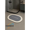 Krem Oval Sihirli Su Emici Banyo Paspası Kaymaz Tabanlı Abdest Paspası 3 Mm 38x58