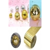 Gold Renk Aynalı Mozaik Taşlı Kare Dekor Süsleme Bandı 3D Aynalı Sticker Bant (1Mt X 4Cm)