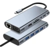 8in1 Type-C Çoklayıcı Hub HDMI 4K USB 3.0 SD TF Kart RJ45 Ethernet Dönüştürücü Adaptör