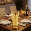Açık Silindirik Kristal Damla Model LED Masa Lambası – Gold Tabanlı, Dokunmatik, 3 Renk Işık Modlu, Şarjlı Modern Dekoratif Gece Lambası