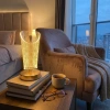 Açık Silindirik Kristal Damla Model LED Masa Lambası – Gold Tabanlı, Dokunmatik, 3 Renk Işık Modlu, Şarjlı Modern Dekoratif Gece Lambası