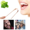 Bakır Oil Pulling Yağ Çekme Dil Plak Temizleme Aleti Dil Fırçası Sıyırıcı Dil Kaşığı