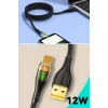 Led Işık Uçlu Sağlam İp Kablolu USB to Lightning Hızlı Şarj Kablosu