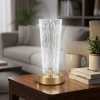 Silindirik Kristal Nokta Model LED Masa Lambası – Gold Tabanlı, Dokunmatik, 3 Renk Işık Modlu, Şarjlı Modern Dekoratif Gece Lambası