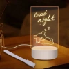 USB Kablolu Işıklı Kendiliğinden Beyaz Kalemli-Silgili Kreatif 3D Görselleştirme LED Lambası