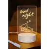 USB Kablolu Işıklı Kendiliğinden Beyaz Kalemli-Silgili Kreatif 3D Görselleştirme LED Lambası