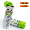 USB Şarjlı 1450mAh AA 1.2V Lityum Kalem Pil – 2’li Set, Tekrar Şarj Edilebilir Uzun Ömürlü Dönüştürülebilir Batarya