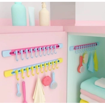 10 Kancalı Raylı Mutfak Ve Banyo Düzenleyici Askı 30 Cm
