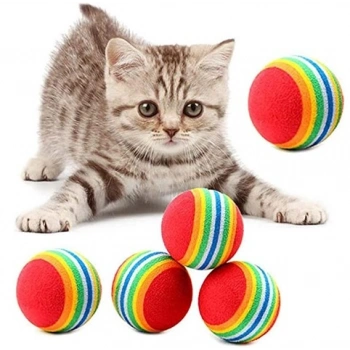 2 Adet Gökkuşağı Renkli Kedi Köpek Oyun Topu 4,2 Cm
